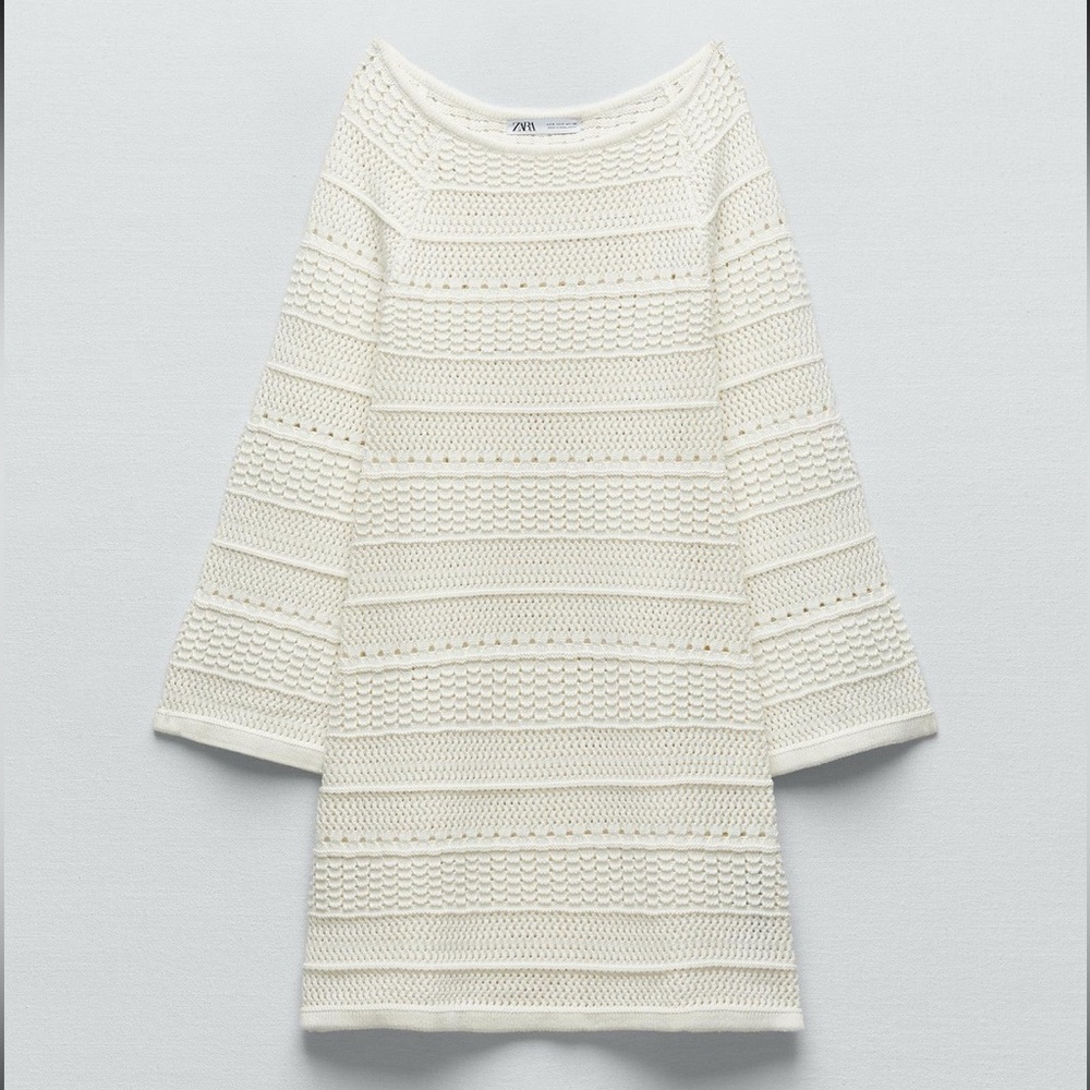 ZARA white knit cotton dress, NWT